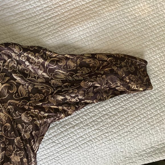 Vintage Brown and Gold Brocade Evening Coat - Picture 9 of 13